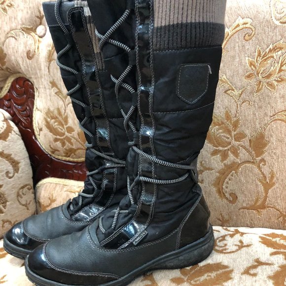 Lace-Up Knee High Patent & Leather Aldo Rain Boots - Picture 2 of 16